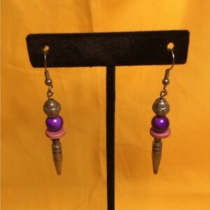 Chic Purple and Silver Drop Earrings